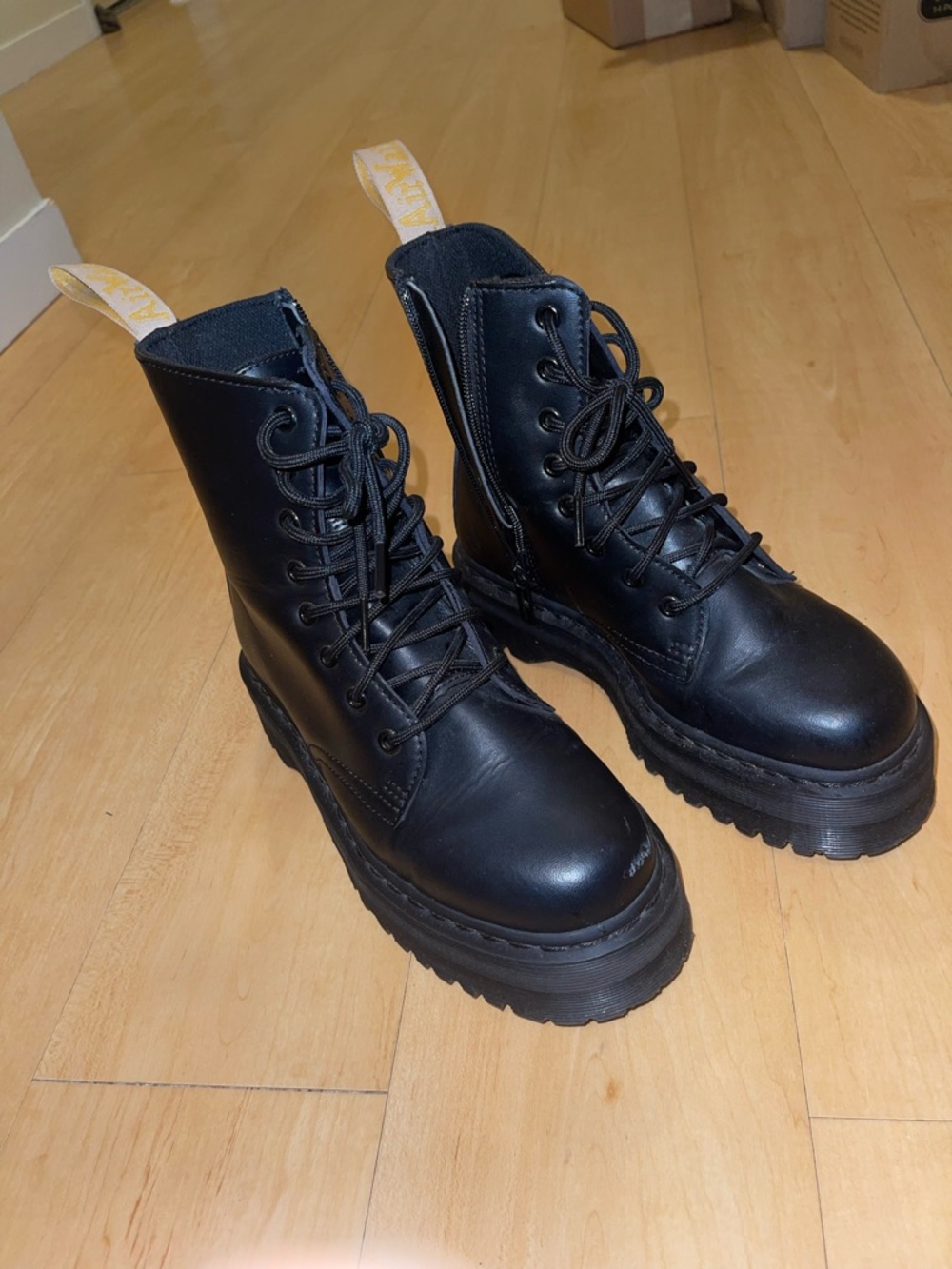 Dr. Martens Black Leather Lace-Up Platform Ankle Boots